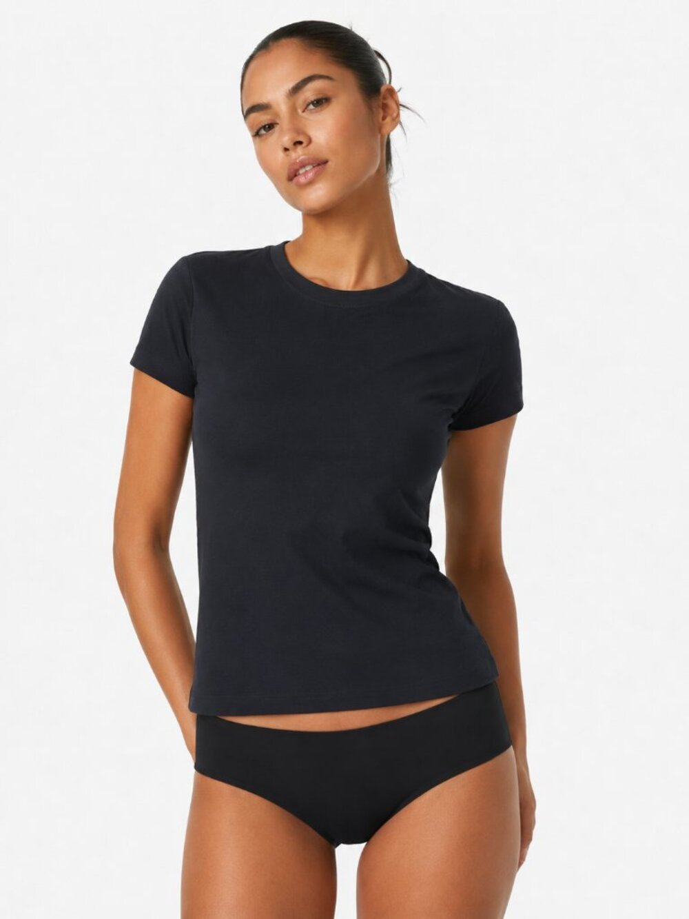 NWT SKIMS Poly Cotton Jersey T-Shirt Onyx Black Crewneck Boxy Tee Small